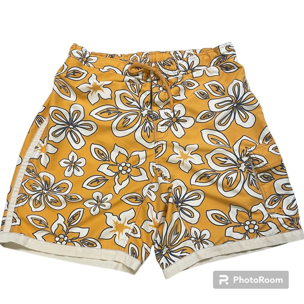 Driving Force Swim Board Shorts Tropical Print Large